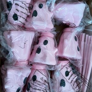 Pink ghost Party Cups w/ straw